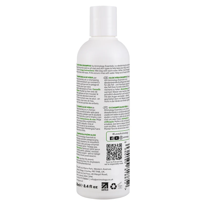 ANIMOLOGY ESSENTIALS ALOE VERA SHAMPOO PARA PERROS 250ML